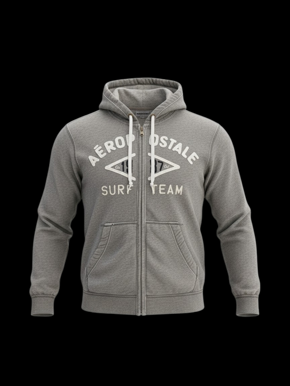 Aéropostale Gray Zip-Up Hoodie w/ Surf Team Logo